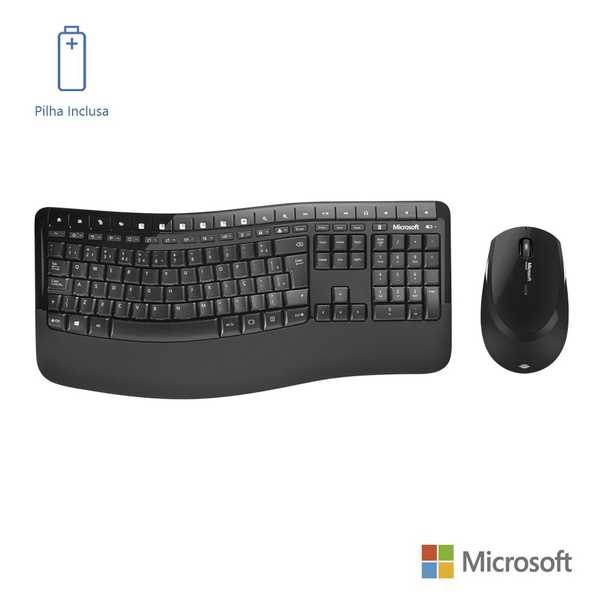 Kit Teclado e Mouse Wireless Óptico Led 1000 Dpis Comfort Desktop 5050 Pp4-00005 Microsoft