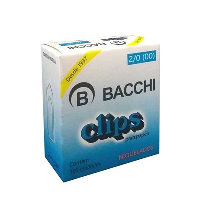 Clips Niquelado Bacchi Nº2/0 CX C/100 UN