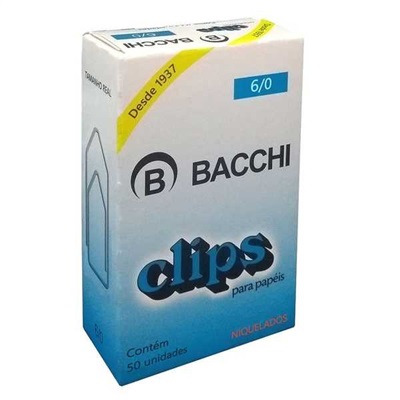 Clips Niquelado Bacchi Nº6/0 CX C/50 UN