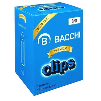 Clips Galvanizado Bacchi Nº8/0 CX C/ 180 UN