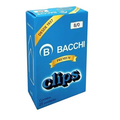 Clips Galvanizado Bacchi Nº8/0 CX C/25 UN