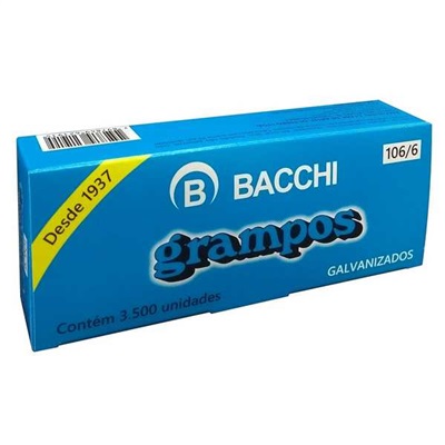 Grampo Galvanizado Bacchi 106/6 Caixa com 3500 UN
