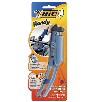 Acendedor Bic com Esqueiro Recarregavel Handy Azul 1 UN