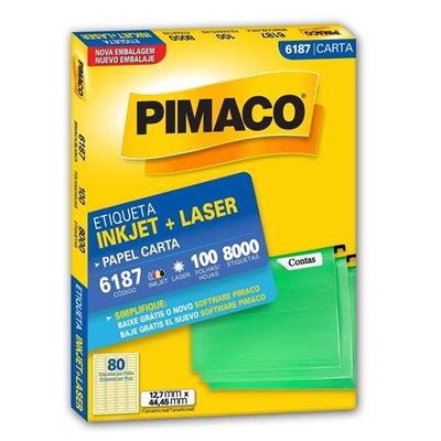 Etiqueta Adesiva Pimaco InkJet e Laser Carta 12,7x44,45mm Ref 6187 Branco 8000 UN
