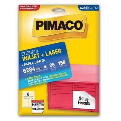 Etiqueta Adesiva Pimaco Ref 6284 InkJet e Laser Carta 84,67x101,6mm Branco 150 UN