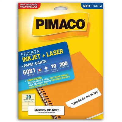 Etiqueta Adesiva Pimaco Ref 6081 InkJet e Laser Carta 25,4x101,6mm Branco 200 UN
