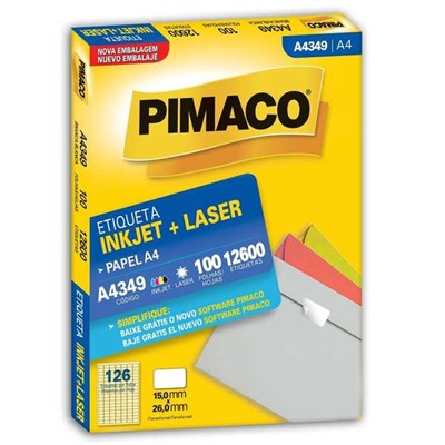 Etiqueta Adesiva Pimaco Ref A4349 InkJet e Laser A4 15x26mm Branco 12600 UN
