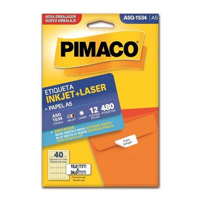 Etiqueta Adesiva Pimaco A5Q-1534 15x34mm Branca CX C/ 480 UN