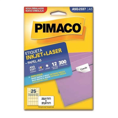 Etiqueta Adesiva Pimaco Ref A5Q-2337 InkJet e Laser A5 23x37mm Branco 300 UN