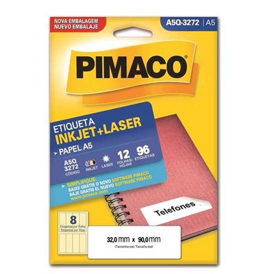 Etiqueta Adesiva Pimaco Ref A5Q-3272 InkJet e Laser A5 32x90mm Branco 96 UN