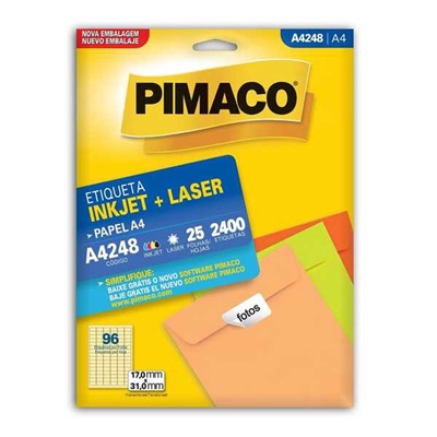 Etiqueta Adesiva Pimaco Ref A4248 InkJet e Laser A4 17x31mm Branco 2400 UN