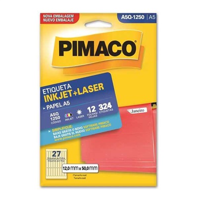 Etiqueta Adesiva Pimaco InkJet e Laser Ref A5Q-1250 A5 12x50mm Branco 324 UN
