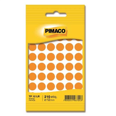Etiqueta Adesiva Pimaco Redonda 12mm Laranja PCT C/210 UN