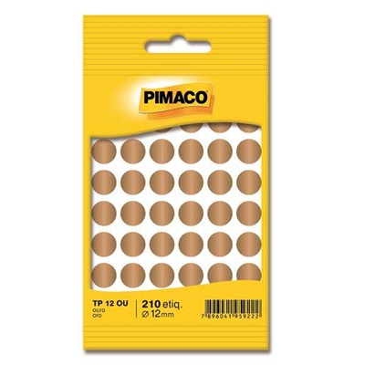 Etiqueta Adesiva Pimaco Redonda 12mm Ouro PCT C/210 UN