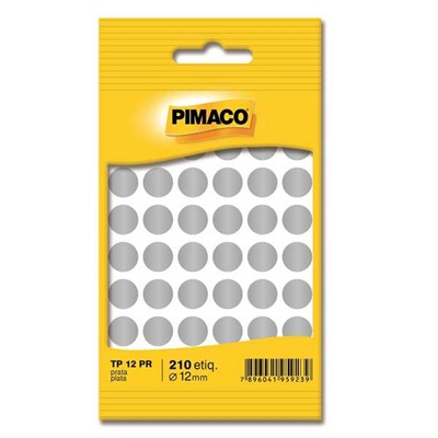 Etiqueta Adesiva Pimaco Redonda 12mm Prata PCT C/210 UN