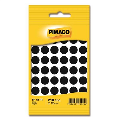Etiqueta Adesiva Pimaco Redonda 12mm Preto PCT C/210 UN