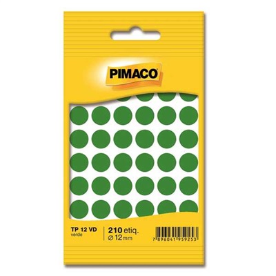 Etiqueta Adesiva Pimaco Redonda 12mm Verde PCT C/210 UN