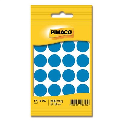 Etiqueta Adesiva Pimaco Redonda 19mm Azul PCT C/200 UN