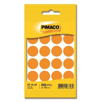 Etiqueta Adesiva Pimaco Redonda 19mm Laranja PCT C/200 UN