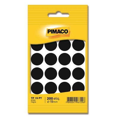 Etiqueta Adesiva Pimaco Redonda 19mm Preto PCT C/200 UN
