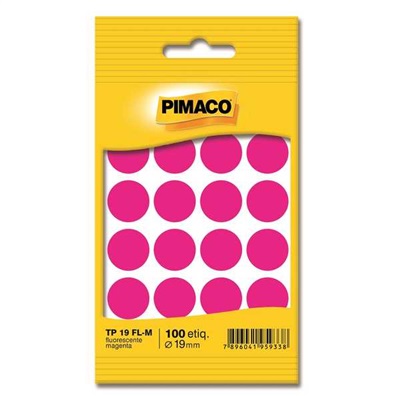 Etiqueta Adesiva Pimaco Redonda 19mm Magenta Fluorescente PCT C/100 UN