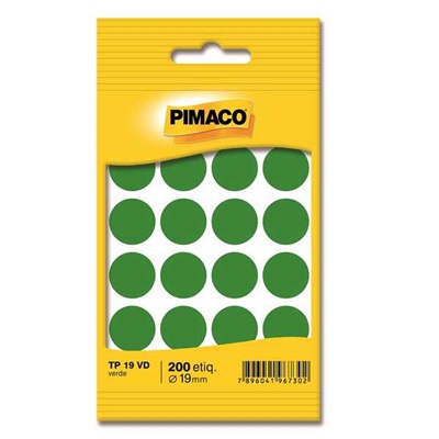 Etiqueta Adesiva Pimaco Redonda 19mm Verde PCT C/200 UN