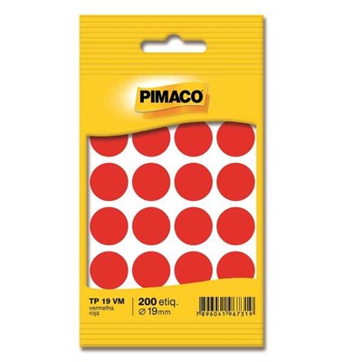 Etiqueta Adesiva Pimaco Redonda 19mm Vermelha PCT C/200 UN
