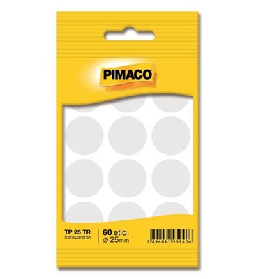 Etiqueta Adesiva Pimaco Redonda 25mm Cristal PCT C/60 UN