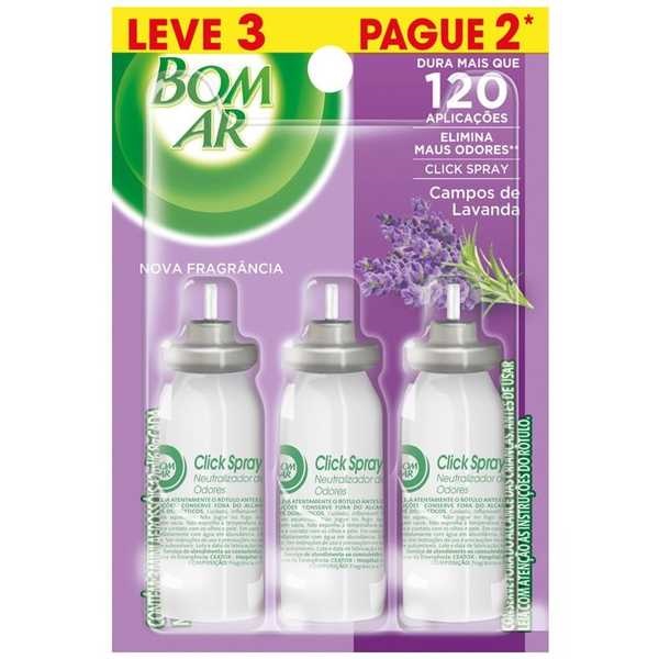 Odorizador de Ambientes Air Wick Click Spray Campos de Lavanda Leve 3 Pague 2 Refil 12ml 3 UN Bom Ar