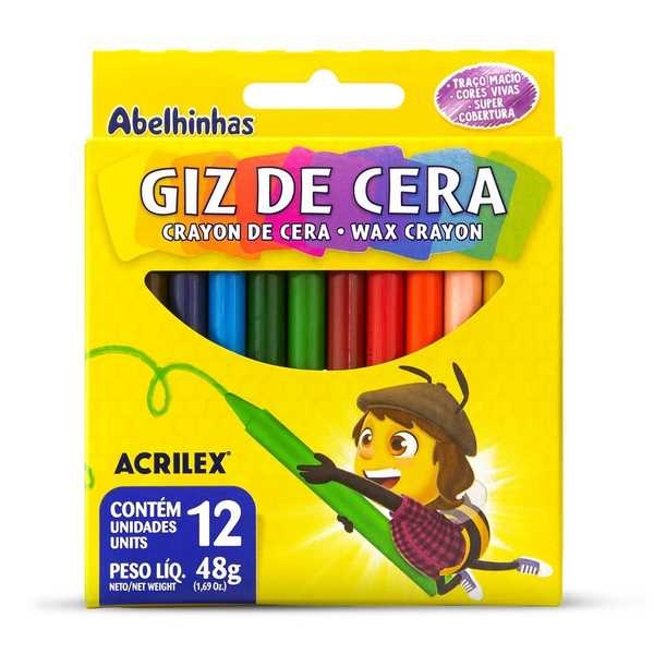 Giz de Cera 12 Cores Acrilex - Gimba