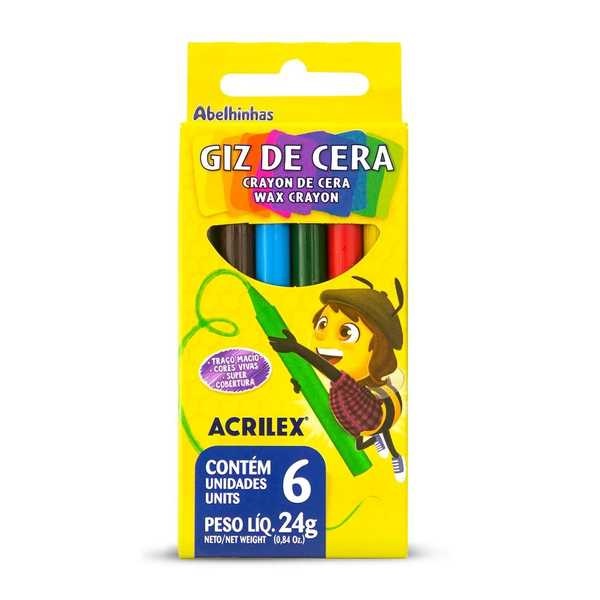 Giz de Cera 6 Cores Acrilex - Gimba