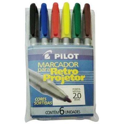 Pincel Marcador Pilot Retroprojetor 2,0mm 6 Cores 1 UN