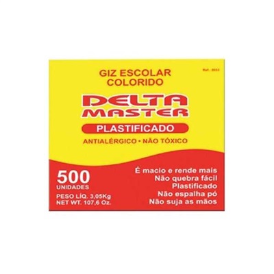 Giz de Lousa Delta Antialérgico Colorido CX C/500 UN