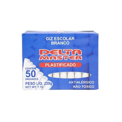 Giz de Lousa Delta Antialérgico Branco CX C/50 UN