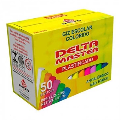 Giz de Lousa Delta Antialérgico Colorido CX C/50 UN