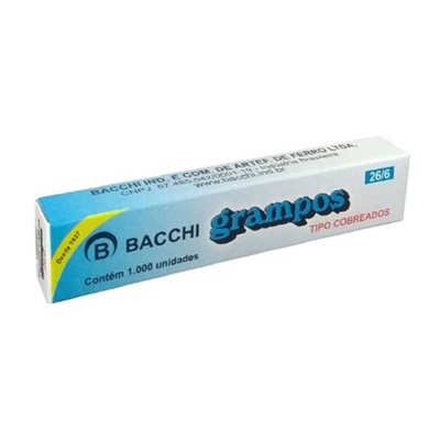Grampo Cobreado Bacchi 26/6 Caixa 1000 UN