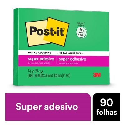 Bloco de Notas Super Adesivo Post-it 76x102mm Verde 90 FL 1 UN