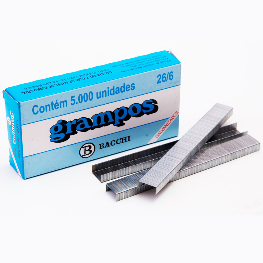 Grampo Galvanizado 26/6 CX 5000 UN Bacchi - Gimba