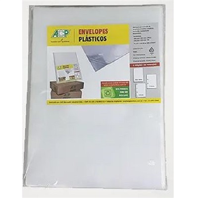 Envelope Plástico ACP Ofício 240x325mm Sem Furos Espessura 0,06 1 UN