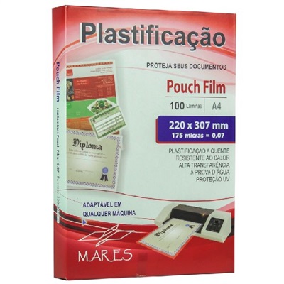 Plástico para Plastificação Mares 0,07 A4 220x307mm PCT C/100 UN
