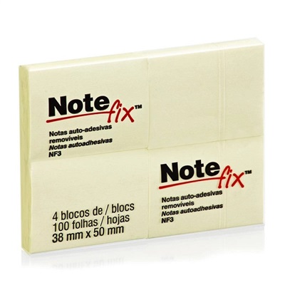 Bloco de Notas Adesivo Notefix 38x50mm Amarelo 4 UN 100 FL
