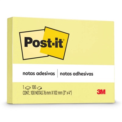 Bloco de Notas Adesivo 76x102mm Amarelo 100 FL Post-it
