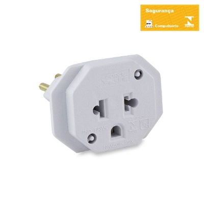 Adaptador de Tomada Tripolar Antigo para Novo Branco 4313 1 UN Force Line