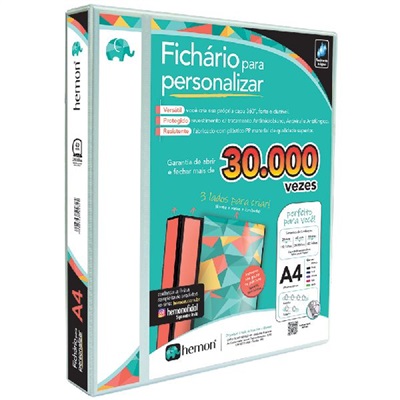 Fichário Chies Hemon 4 Argolas A4 270X320x40mm 1378 Branco 1 UN