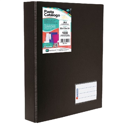 Pasta Catálogo Chies Hemon A4 com 100 Envelopes Ferragem Visor 1224 320x270mm Preto 1 UN