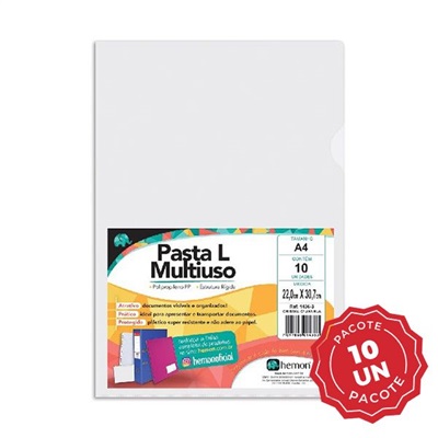 Pasta em L Chies Hemon A4 com Visor 1436 220x307mm Cristal 10 UN