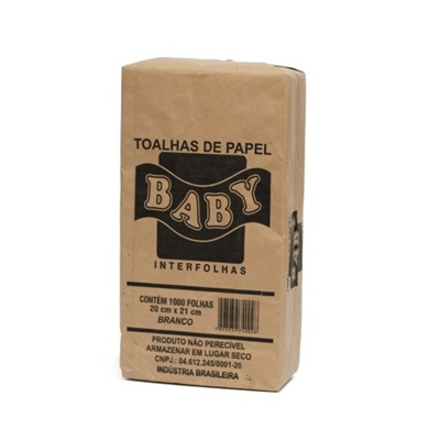 Papel Toalha Interfolha 2 Dobras Baby 20x21cm PT 1000 FL