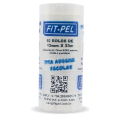 Fita Adesiva Fit Pel 12mmx33m Transparente 10 UN