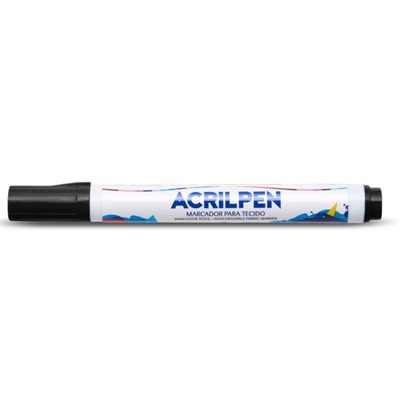 Caneta P/ Tecido Acrilex Permanente Acrilpen 04412 Preta 1 UN
