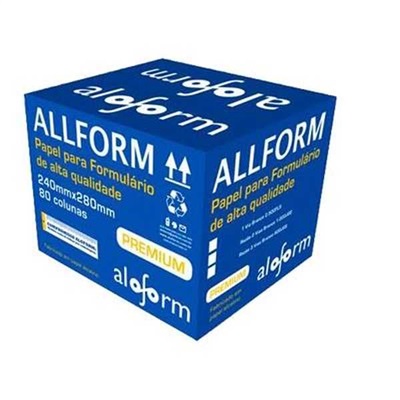 Formulário Contínuo All Form 80 Colunas 1 Via301 Branco CX 2500 Folhas
